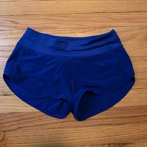 Blue Lululemon Speedup Shorts 2.5”